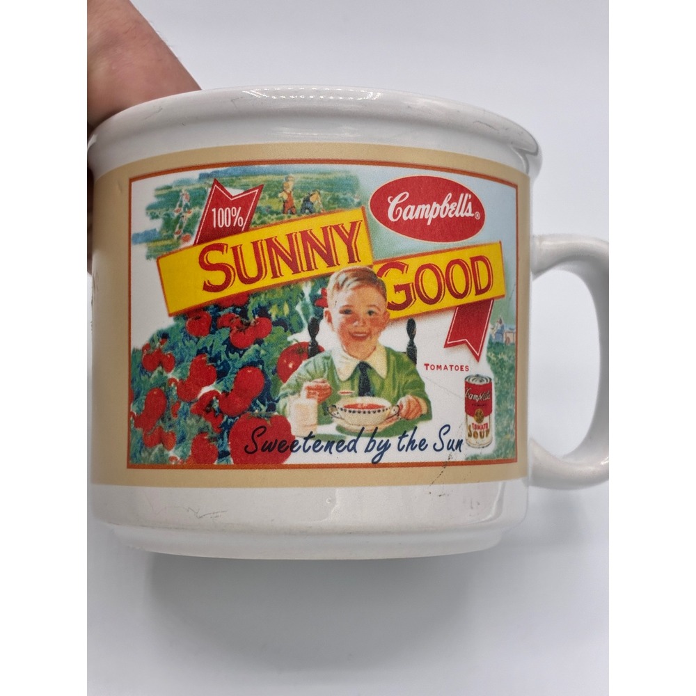 Campbell's Vintage Graphic Soup Mug Americana Kitsch Retro Ceramic White Large